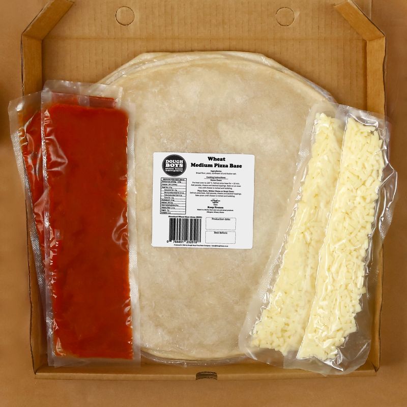 Dough Boys DIY pizza kit with bases, passata, and mozzarella